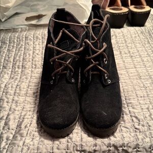 Sperry Black Lace Up Boots for Women